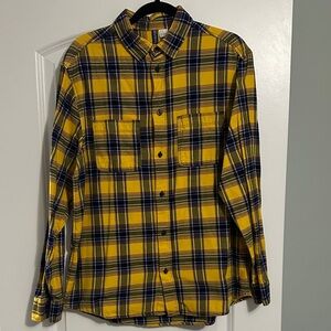 H&M Men's Yellow and Blue Plaid Flannel Shirt